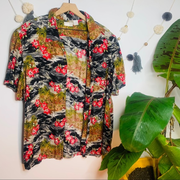 VINTAGE y2k oversized Hawaiian button up popover - Picture 12 of 13